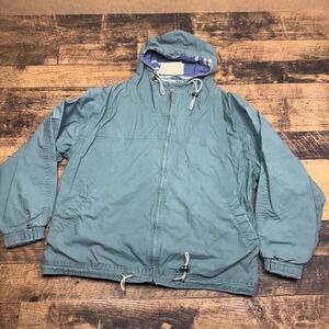 Stratojac Hooded Jacket Full Zip Lightweight Lined Blue Mens Size L